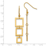 Stainless Steel Dangle Earrings with Linked Open Square Design, Gold Tone Geometric Style