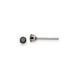 Stainless Steel Stud Earrings with Black Cubic Zirconia, Six-Prong Modern Unisex Design