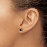 Stainless Steel Stud Earrings with Round Cut Black Cubic Zirconia, Minimalist Unisex Style