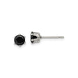 Stainless Steel Stud Earrings with Round Cut Black Cubic Zirconia, Minimalist Unisex Style