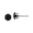 Stainless Steel Stud Earrings with Black Cubic Zirconia, Punk Gothic Unisex Style