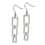 Stainless Steel Drop Earrings with Three Square Links, Modern Geometric Dangle Style for Women