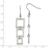 Stainless Steel Drop Earrings with Three Square Links, Modern Geometric Dangle Style for Women