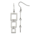 Stainless Steel Drop Earrings with Three Square Links, Modern Geometric Dangle Style for Women