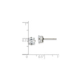 Stainless Steel Stud Earrings with Square Cut Cubic Zirconia, Classic Minimalist Design