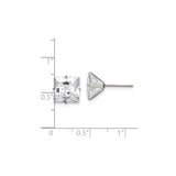 Stainless Steel Square CZ Stud Earrings Four Prong Setting