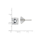 Stainless Steel Stud Earrings with Large Square Cubic Zirconia, Minimalist Modern Design