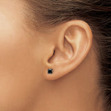 Stainless Steel Stud Earrings with Square-Cut Black Cubic Zirconia, Modern Minimalist Design