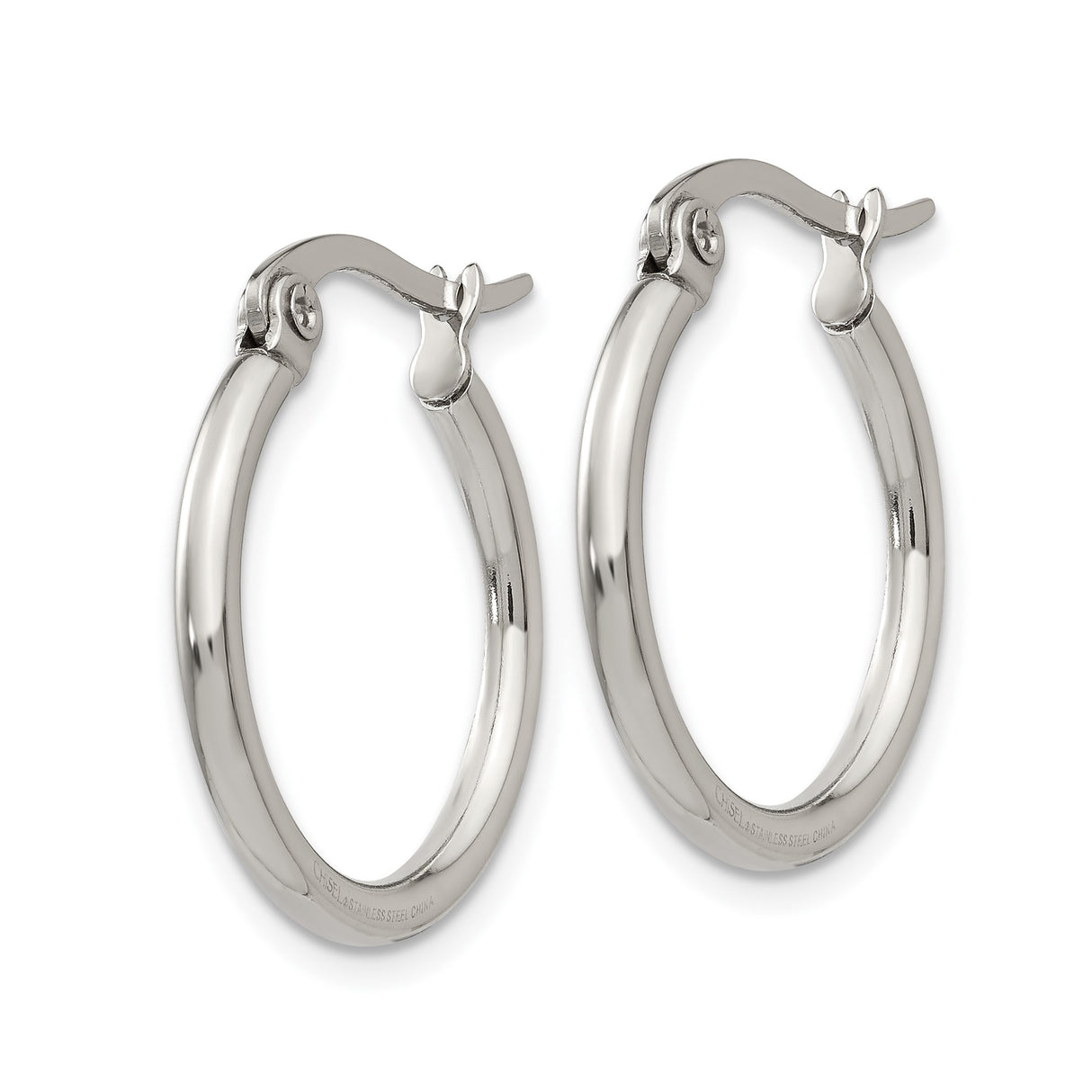 Stainless Steel Hoop Earrings, Polished Silver Tone, Classic Minimalist Unisex Design