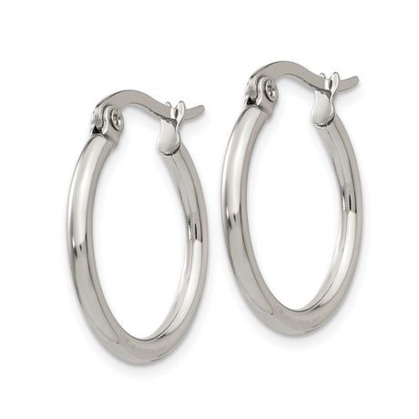 Stainless Steel Hoop Earrings, Polished Silver Tone, Classic Minimalist Unisex Design