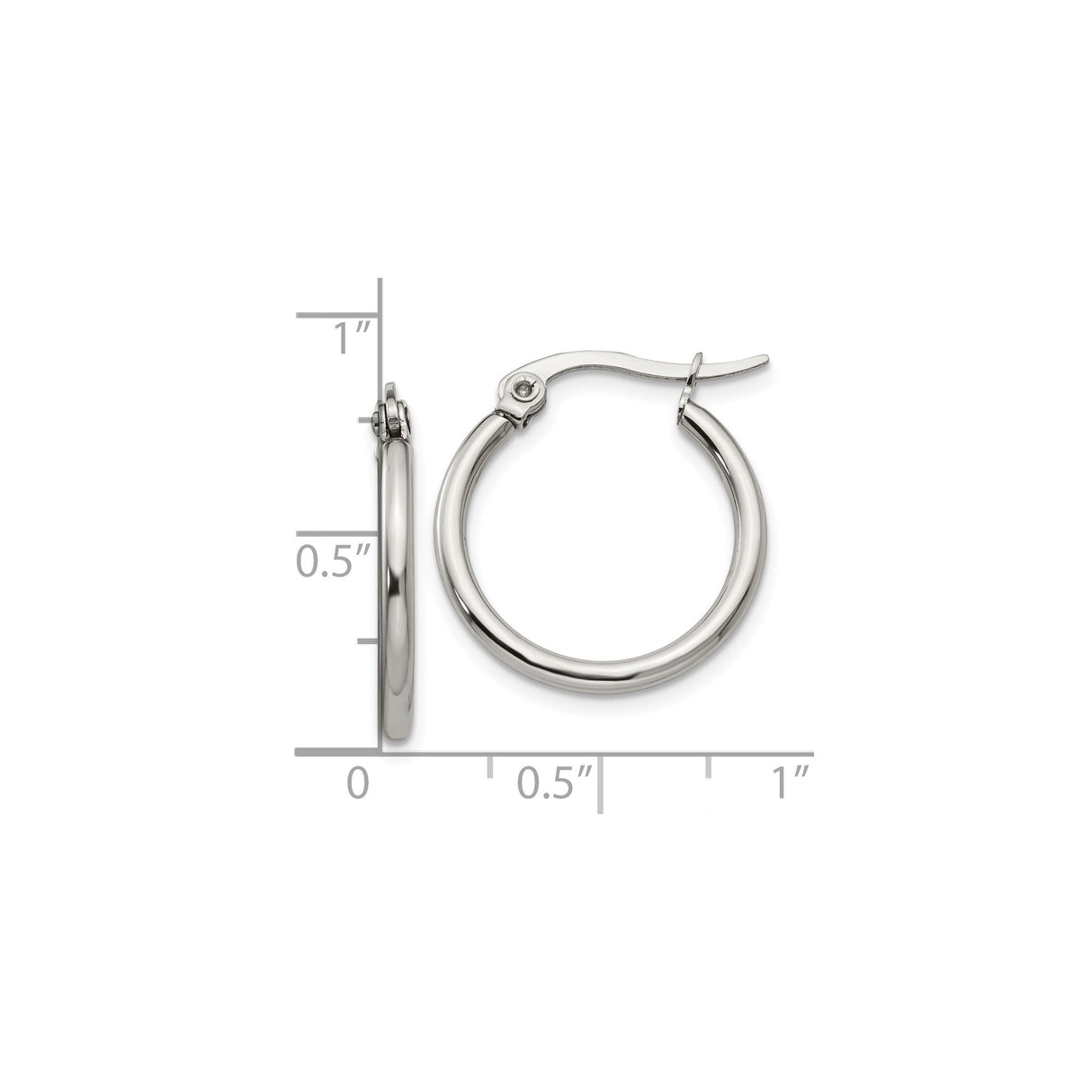 Stainless Steel Hoop Earrings, Polished Silver Tone, Classic Minimalist Unisex Design