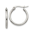 Stainless Steel Hoop Earrings, Polished Silver Tone, Classic Minimalist Unisex Design
