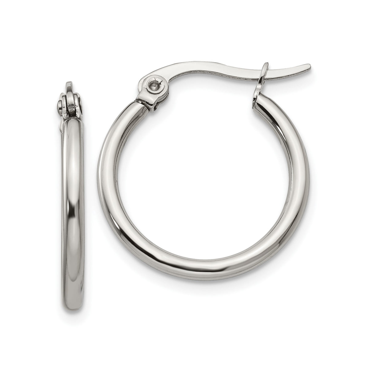 Stainless Steel Hoop Earrings, Polished Silver Tone, Classic Minimalist Unisex Design
