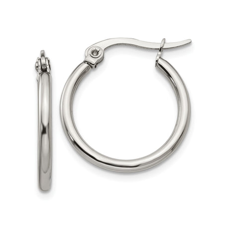 Stainless Steel Hoop Earrings, Polished Silver Tone, Classic Minimalist Unisex Design