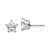 Stainless Steel Star Stud Earrings with Cubic Zirconia, Minimalist Hypoallergenic Design