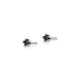 Stainless Steel Stud Earrings with Black Cubic Zirconia, Minimalist Unisex Design