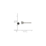 Stainless Steel Stud Earrings with Black Cubic Zirconia, Minimalist Unisex Design