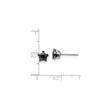 Stainless Steel Stud Earrings with Cubic Zirconia, Black Star Geometric Design