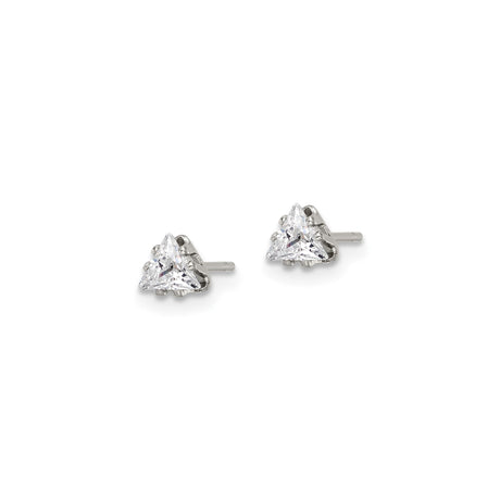 Stainless Steel Triangle Stud Earrings with Cubic Zirconia, Minimalist Geometric Design