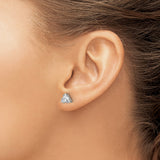 Stainless Steel Stud Earrings with Cubic Zirconia, Triangle Prong Setting, Geometric Style