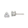 Stainless Steel Stud Earrings with Cubic Zirconia, Triangle Prong Setting, Geometric Style