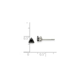 Stainless Steel Triangle Stud Earrings with Black Cubic Zirconia, Modern Unisex Design