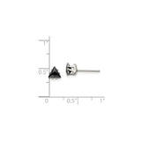 Stainless Steel Triangle Stud Earrings with Cubic Zirconia, Black Pyramid Cut, Gothic Unisex Style