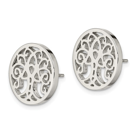 Stainless Steel Earrings with Tree of Life Cutout, Celtic Design, Unisex Studs