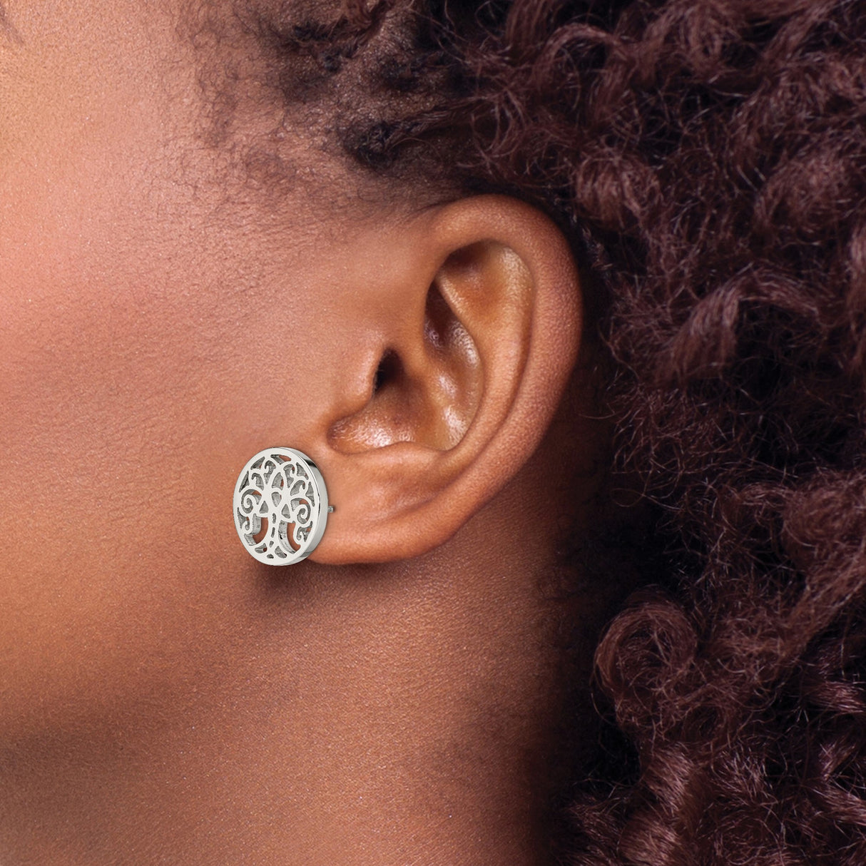 Stainless Steel Earrings with Tree of Life Cutout, Celtic Design, Unisex Studs