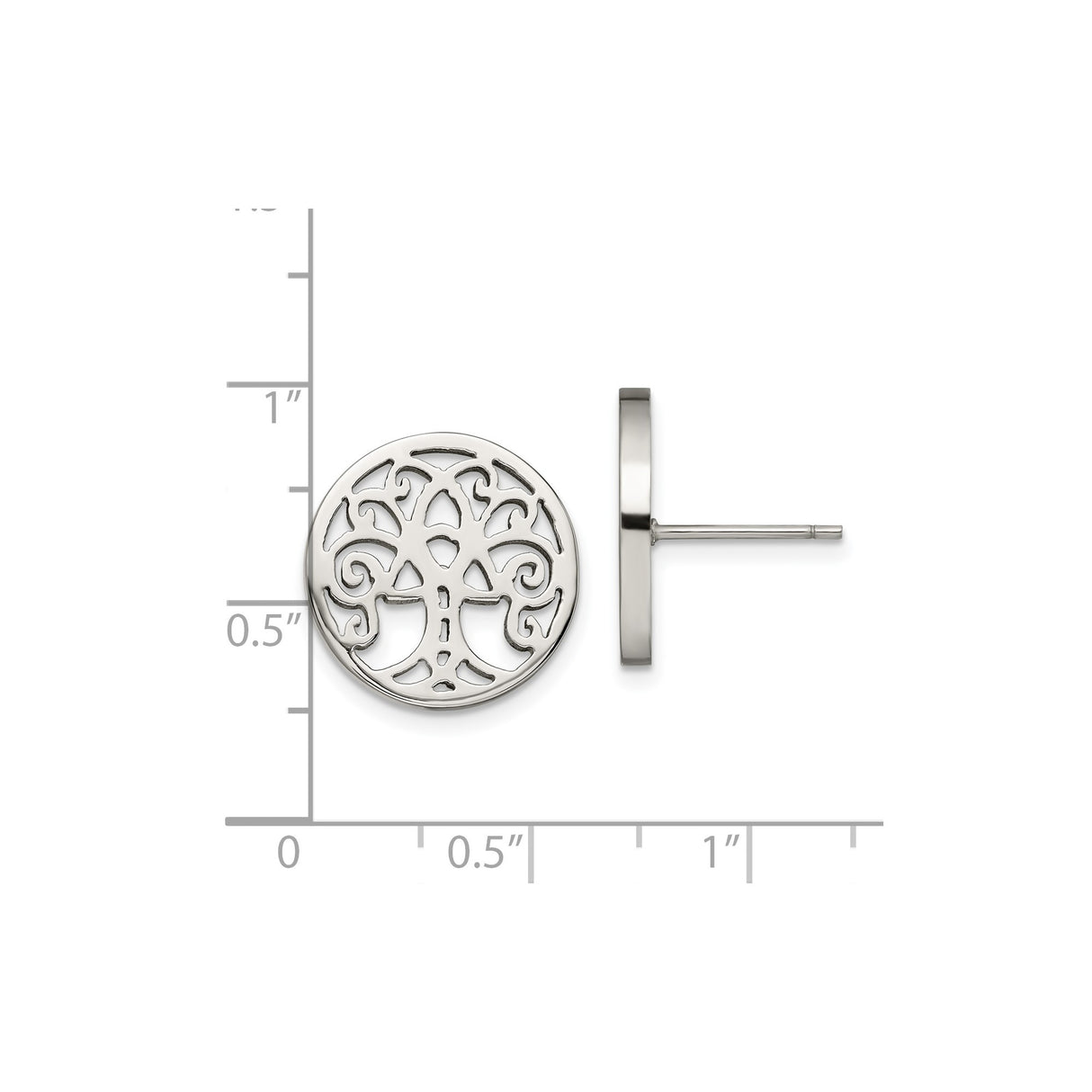 Stainless Steel Earrings with Tree of Life Cutout, Celtic Design, Unisex Studs