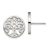 Stainless Steel Earrings with Tree of Life Cutout, Celtic Design, Unisex Studs