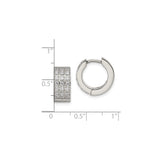 Stainless Steel Huggie Earrings with Cubic Zirconia, Three Row Sparkle Hoops, Minimalist Style
