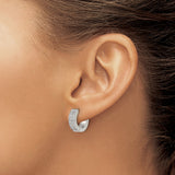 Stainless Steel Huggie Hoop Earrings with Three Row Cubic Zirconia, Modern Minimalist Style