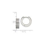 Stainless Steel Huggie Hoop Earrings with Three Row Cubic Zirconia, Modern Minimalist Style