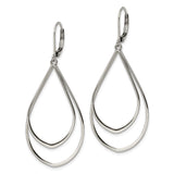 Stainless Steel Teardrop Dangle Earrings with Double Loop Design, Modern Minimalist Style