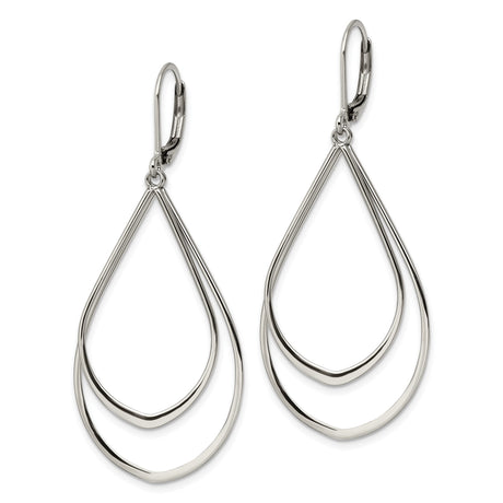 Stainless Steel Teardrop Dangle Earrings with Double Loop Design, Modern Minimalist Style