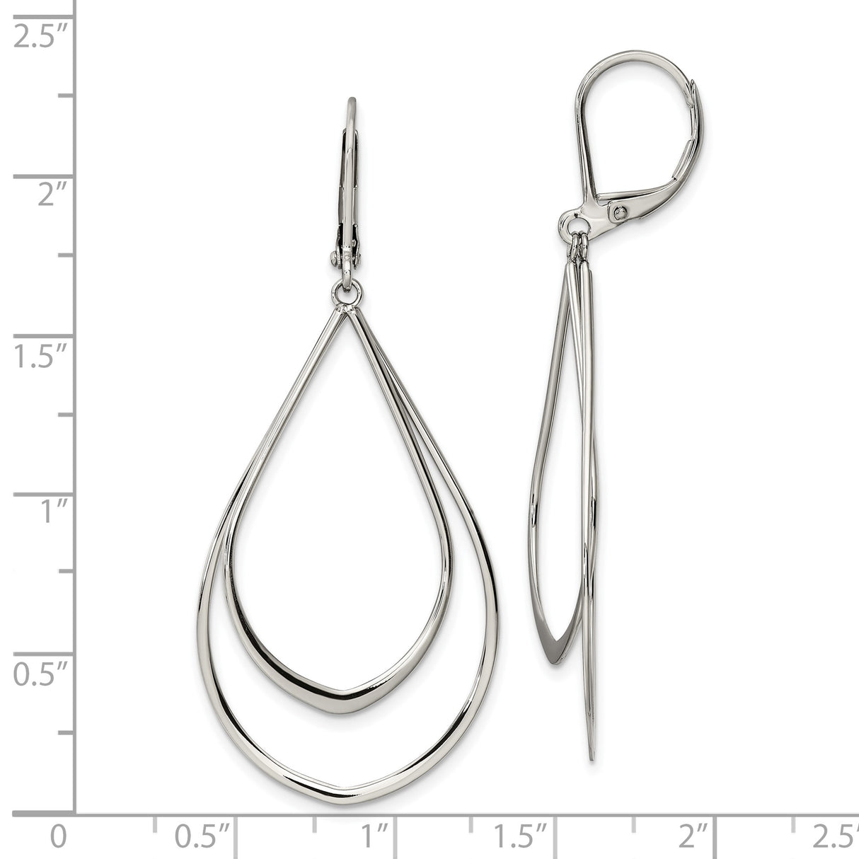 Stainless Steel Teardrop Dangle Earrings with Double Loop Design, Modern Minimalist Style