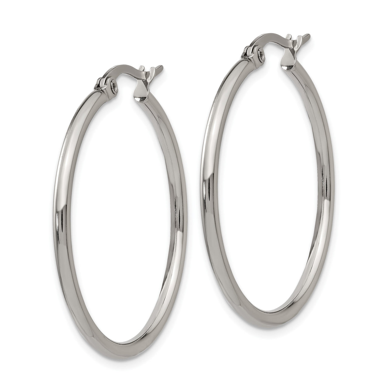 Stainless Steel Hoop Earrings, Polished Minimalist Round Design for Women