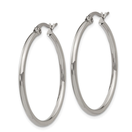 Stainless Steel Hoop Earrings, Polished Minimalist Round Design for Women