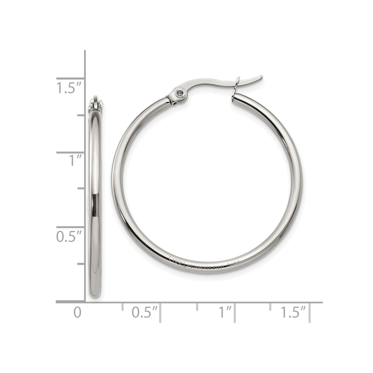 Stainless Steel Hoop Earrings, Polished Minimalist Round Design for Women