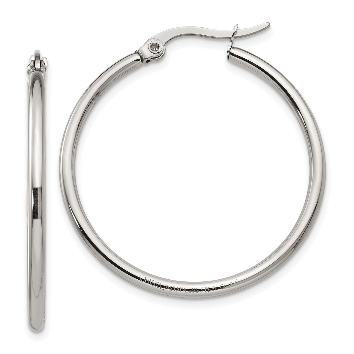 Stainless Steel Hoop Earrings, Polished Minimalist Round Design for Women