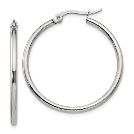 Stainless Steel Hoop Earrings, Polished Minimalist Round Design for Women