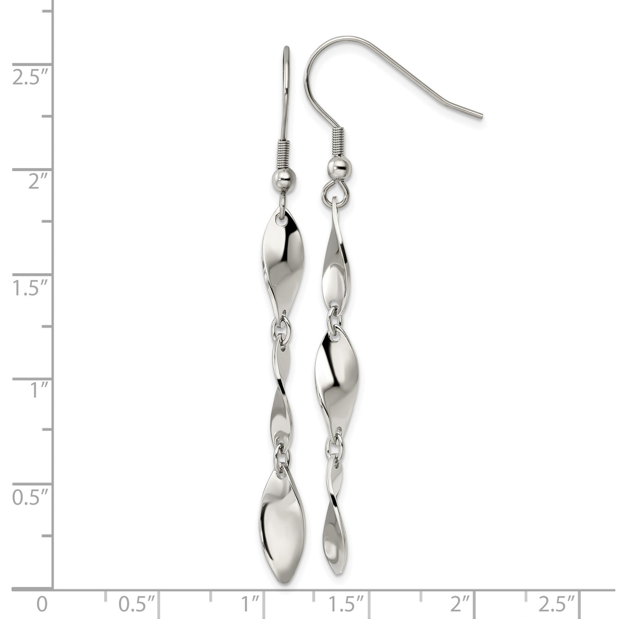 Stainless Steel Dangle Earrings with Twisted Teardrop and Linked Design for Women