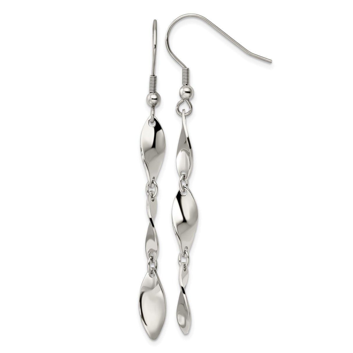 Stainless Steel Dangle Earrings with Twisted Teardrop and Linked Design for Women