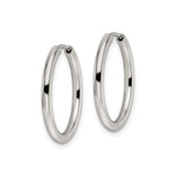 Stainless Steel Hoop Earrings, Classic Round Polished Huggie Style, Unisex Minimalist Design