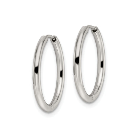Stainless Steel Hoop Earrings, Classic Round Polished Huggie Style, Unisex Minimalist Design