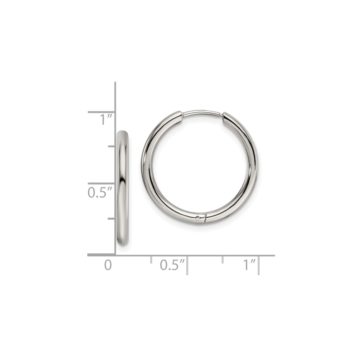 Stainless Steel Hoop Earrings, Classic Round Polished Huggie Style, Unisex Minimalist Design