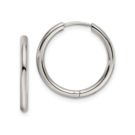 Stainless Steel Hoop Earrings, Classic Round Polished Huggie Style, Unisex Minimalist Design