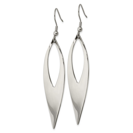 Stainless Steel Marquise Drop Earrings, Modern Dangle Design, High-Polish Finish