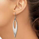Stainless Steel Marquise Drop Earrings, Modern Dangle Design, High-Polish Finish